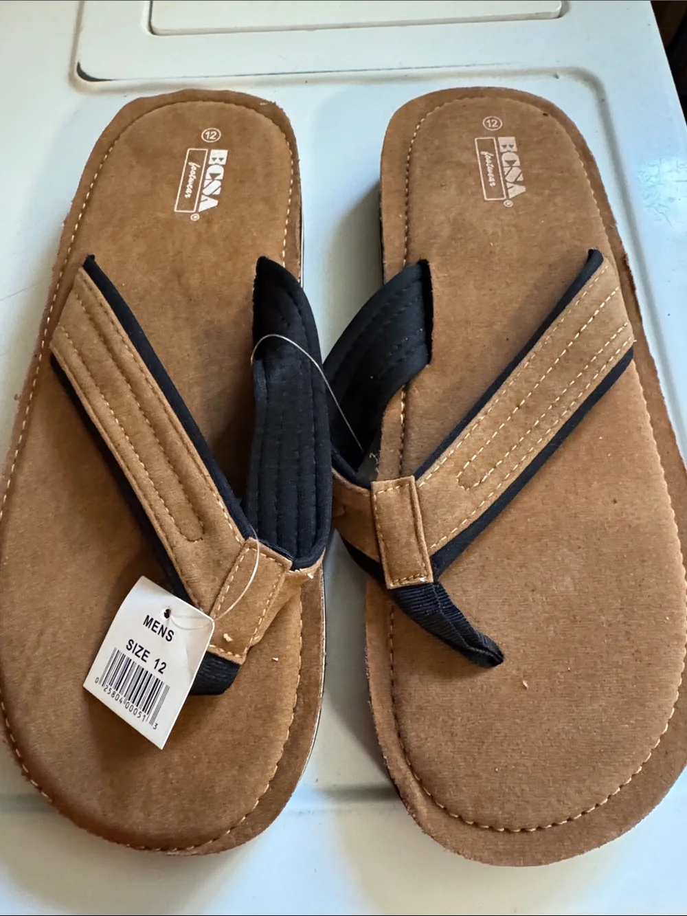 Men's Brown & Black Suede-Style Flip Flop Sandals - Casual Comfort